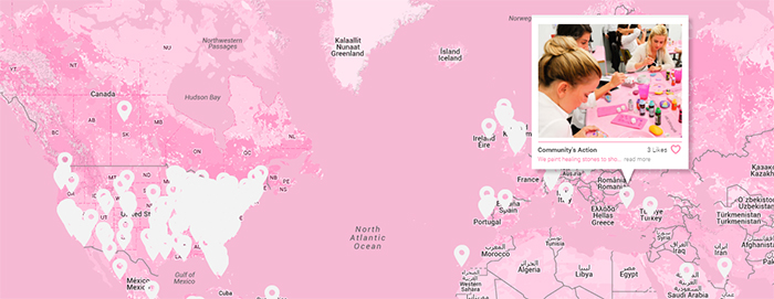 Breast Cancer Estée Lauder mapa interactivo