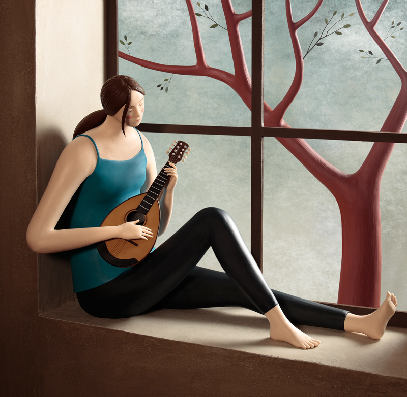 Irma Gruenholz - Chica en la ventana tocando el Banjo