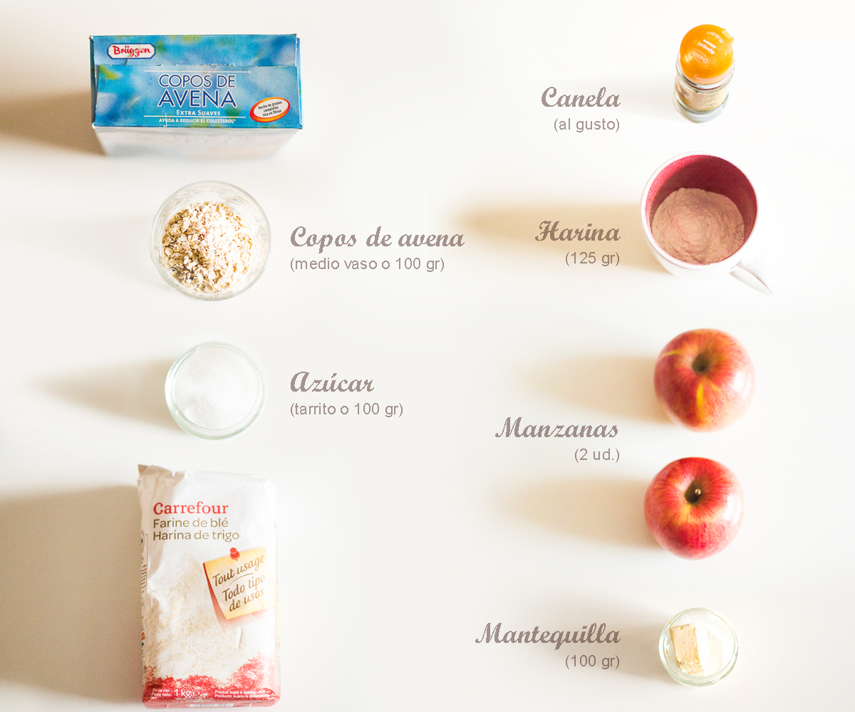 Tarta de manzana, canela y copos de avena